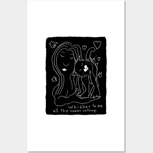 Whisker To Me black and white cat drawing for light background Posters and Art